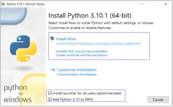 Python Installation Window